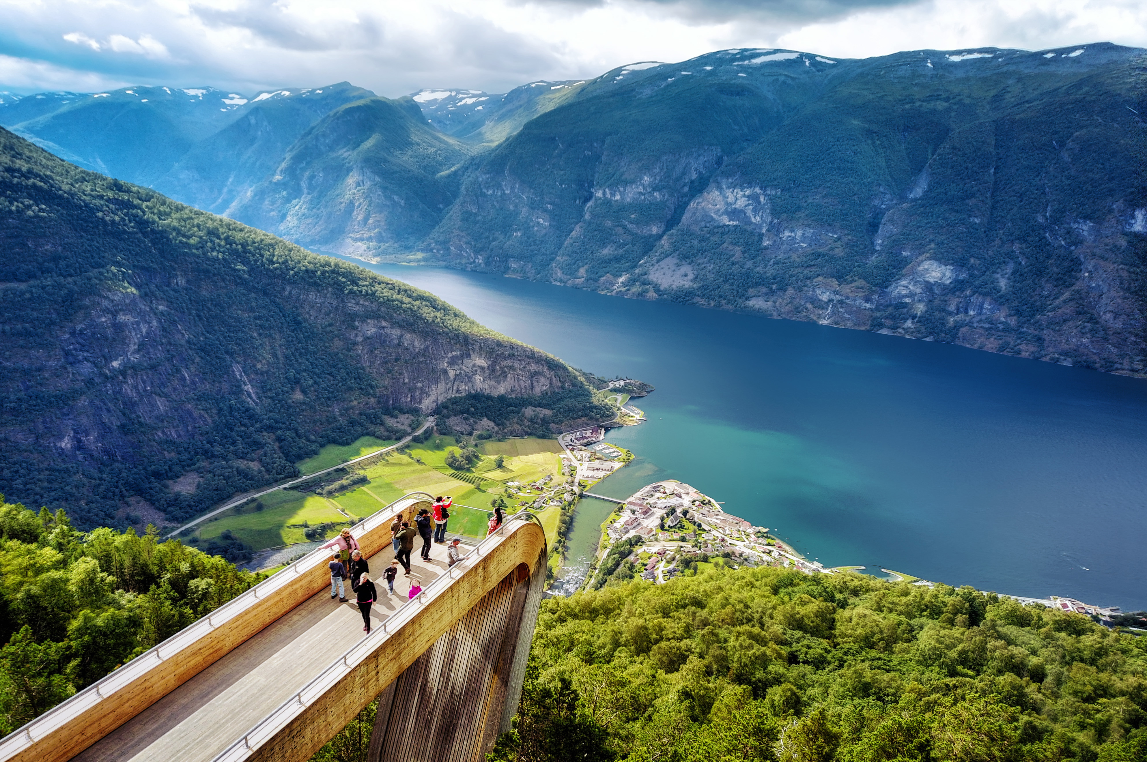 Sognefjord overview. The Norway in a Nutshell route passes through the Nærøyfjord branch.